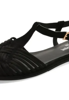 Sandale FLAVIA PASSINI negre, A397, din material textil si piele naturala imagine