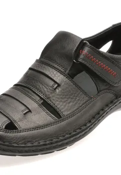 Sandale OTTER negre, 9562, din piele naturala imagine