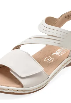 Sandale RIEKER albe, 65964, din piele naturala imagine