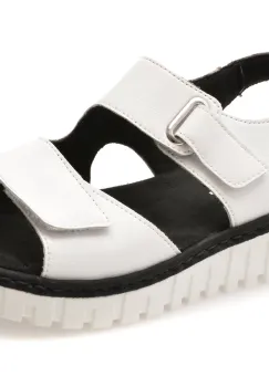 Sandale RIEKER albe, V1382, din piele ecologica imagine