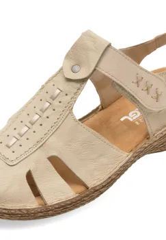 Sandale RIEKER bej, 658B3, din piele naturala imagine