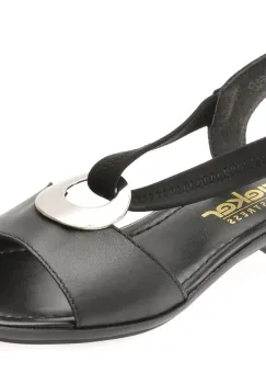 Sandale RIEKER negre, 62662, din piele naturala imagine