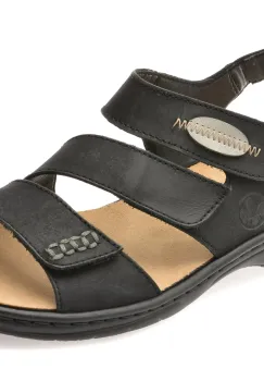 Sandale RIEKER negre, 64573, din piele naturala imagine
