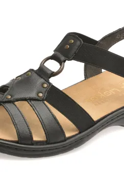 Sandale RIEKER negre, 64574, din piele naturala imagine