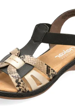 Sandale RIEKER negre, 65918, din piele ecologica imagine