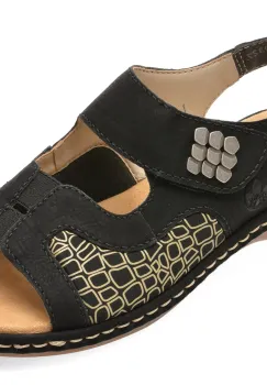 Sandale RIEKER negre, 65989, din piele ecologica imagine
