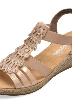 Sandale RIEKER roz, 62436, din piele ecologica imagine