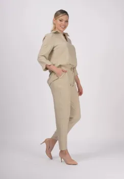 Bluza asimetrica bej din vascoza imagine