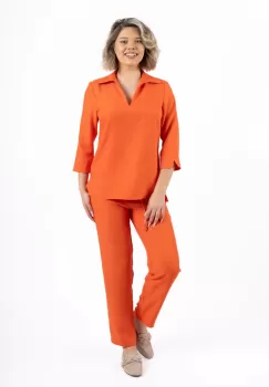 Bluza casual din vascoza cu maneca scurta si croiala lejera imagine