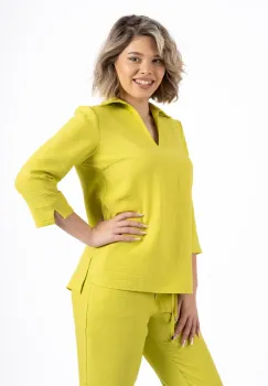 Bluza casual galbena cu maneca scurta imagine