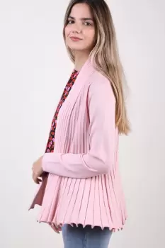 Cardiga roz plisat imagine