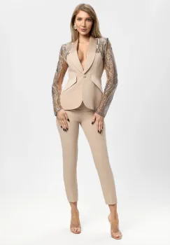 Compleu elegant bej format din doua piese imagine