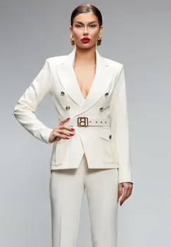 Compleu elegant casual ivoire format din doua piese imagine