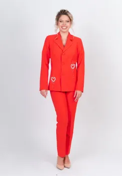 Compleu eleganta format din doua piese cu sacou cambrat accesorizat cu detalii pretioase imagine