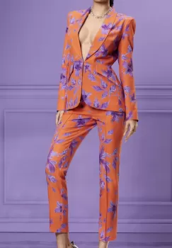 Compleu orange elegant cu imprimeu deosebit imagine