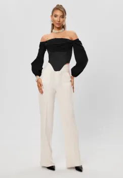 Corset negru cu maneci lungi si inchidere cu fermoar la spate imagine