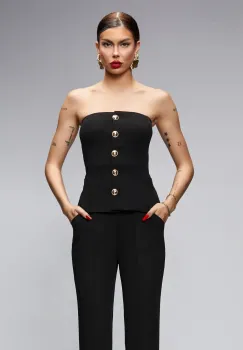 Corst negru elegant accesorizat cu nasturi aurii imagine