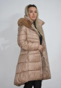 Gaeaca bej cu buzunare laterale si centura detasabila imagine