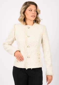 Jacheta dama alba cu nasturi pretiosi imagine