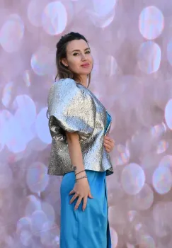 Jacheta scurta din brocard argintiu imagine