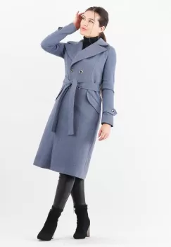 Palton albastru cu guler si rever ascutit imagine