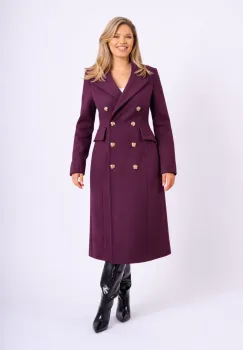 Palton cambrat cu slit la spate si doua randuri de nasturi imagine