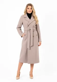 Palton dama bej cu croi cambrat si slit la spate imagine