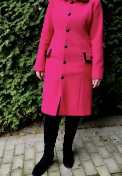 Palton dama fucsia din stofa tesuta cu broderie manuala imagine