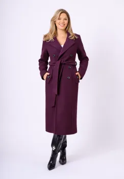 Palton dama midi cambrat cu buzunare laterale si doua randuri de nasturi imagine