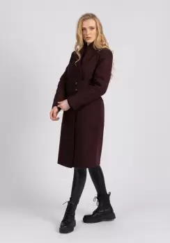 Palton LaDonna marsala drept cu cordon detasabil imagine