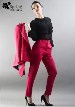 Pantaloni Moze cu fenta fucsia imagine