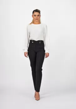 Pantaloni negri conici cu talie inalta imagine