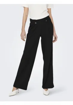 Pantaloni negri lejeri cu elastic la talie si buzunare laterale imagine