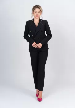 Pantaloni office/casual cu pense la talie si buzunare laterale imagine