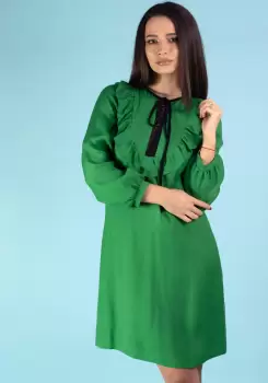 Rochie cu croiala in A prevazuta cu volane in zona bustului imagine