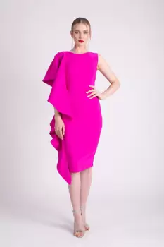 Rochie de ocazie cu volan amplu in lateral imagine