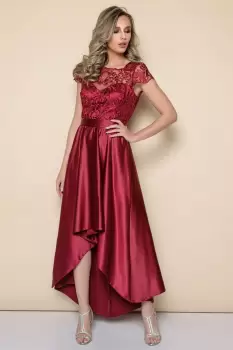 Rochie de ocazie din tafta cu partea superioara din broderie imagine