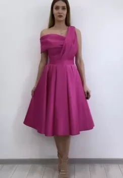Rochie de ocazie din tafta fucsia imagine