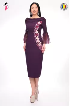 Rochie de ocazie dreapta din stofa calitativa cu broderie pretioasa imagine