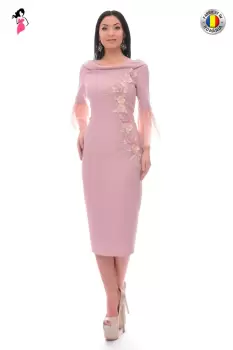 Rochie de ocazie sau de zi dreapta cu broderie aplicata manual imagine