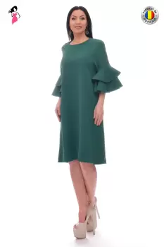 Rochie de zi dreapta vaporoasa de culoarea verde imagine