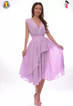 Rochie din voal lila asimetrica cu croiala in clos imagine