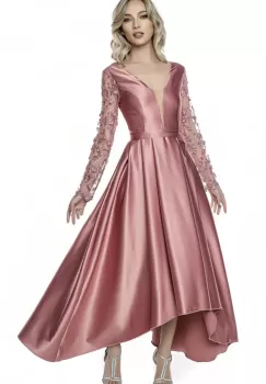 Rochie elegaanta din tafta cu broderie 3D in partea superioara si decolteu in V imagine