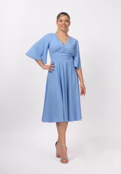 Rochie eleganta bleu cu croi in clos imagine