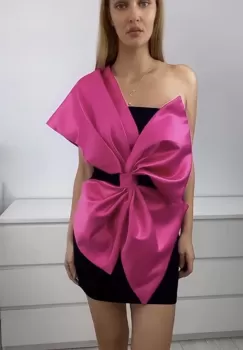 Rochie eleganta cu funda maxi in partea din fata imagine