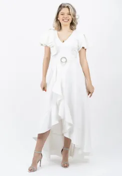 Rochie eleganta cu slit pe picior si maneca scurta imagine