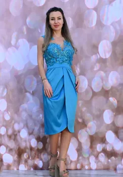 Rochie eleganta din tafta cu broderie in superioara imagine