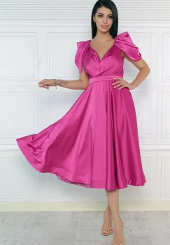 Rochie eleganta din tafta cu buzunare si slit pe picior imagine