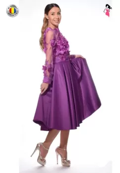 Rochie eleganta din tafta cu croiala clos de lungime midi imagine