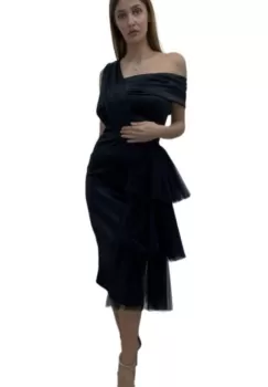 Rochie eleganta din tafta cu volane din tull imagine